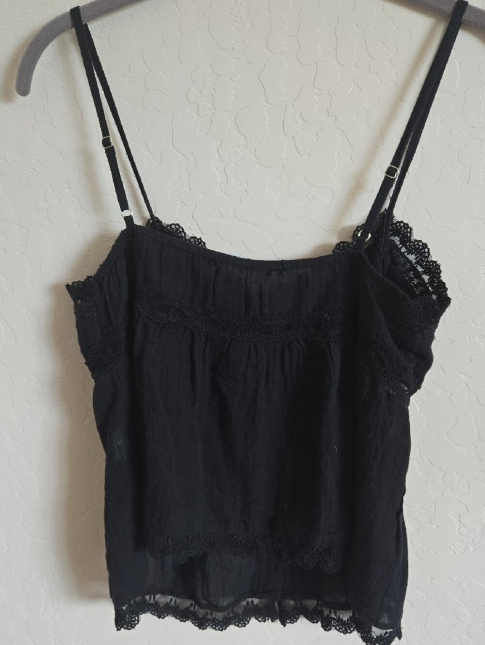 ZARA Black Lace-Trim Button Front Cami - Picture 3 of 5